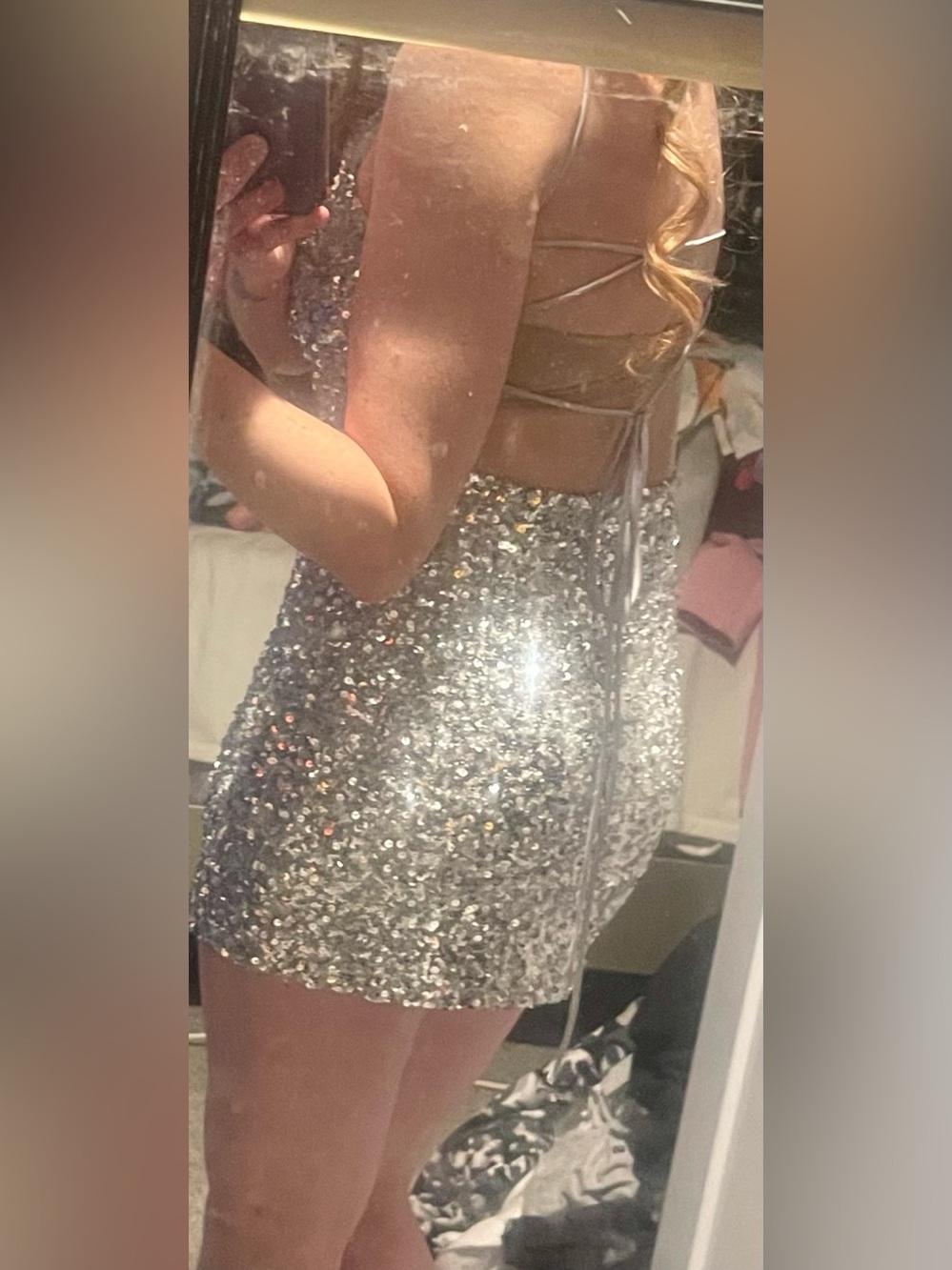Fashion Nova Silver Sequin Embellished Mini Dress - Picture 5 of 6